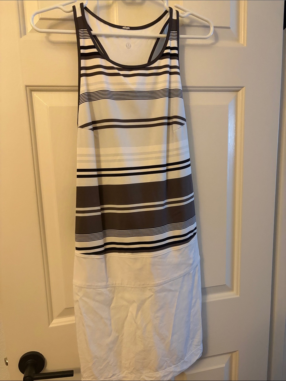 Lululemon Sleeveless Racerback Dress in White with Black/Grey Trim